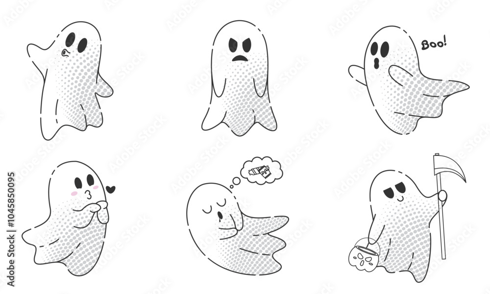 Obraz premium Halloween pumpkin and ghost pattern with trick-or-treat theme, Vector