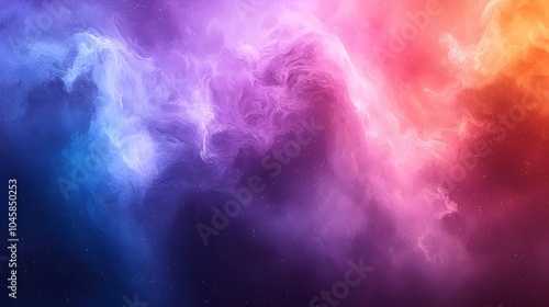 An abstract depiction of a colorful cosmic nebula filled with vibrant hues of purple, pink, and blue, creating a mystical and expansive space atmosphere.