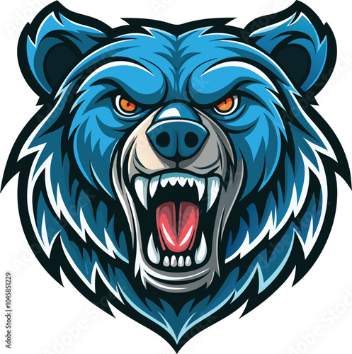 Aggressive Blue Bear Mascot Illustration Design