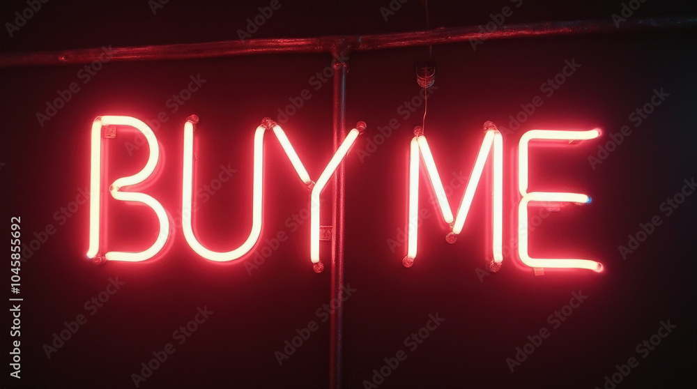 Obraz premium Neon ‘Buy Me’ Sign for Advertising, Retro Marketing, and Sales Promotions - Perfect for Business Signage or Digital Marketing Campaign