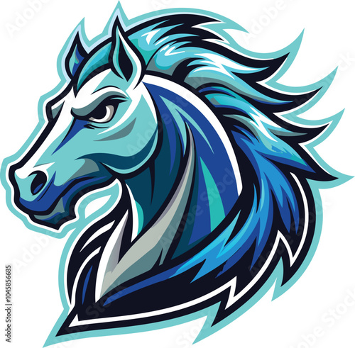 Blue Horse Head Mascot Design Illustration