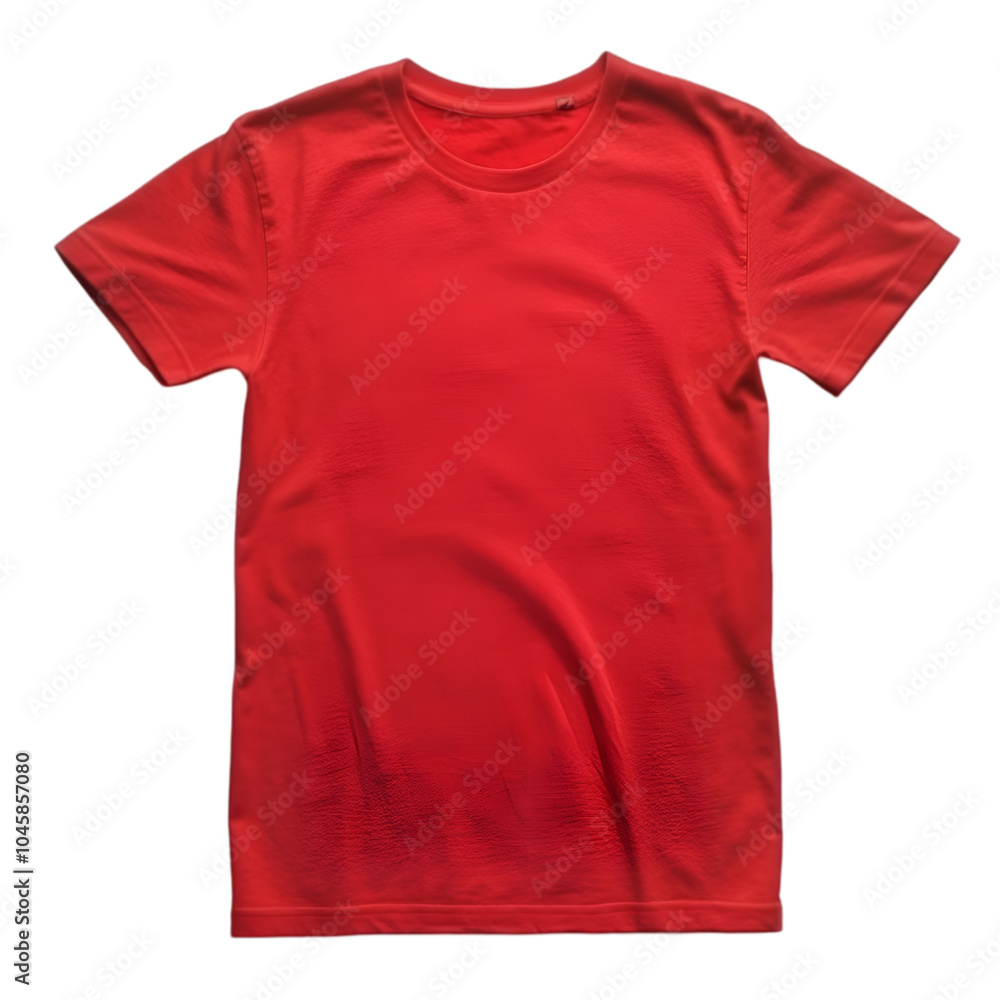 Red T-shirt isolated on a transparent background, ideal for casual wear, branding, and versatile fashion Red T-shirt isolated on a transparent background, ideal for casual wear, branding, and versatile fashion