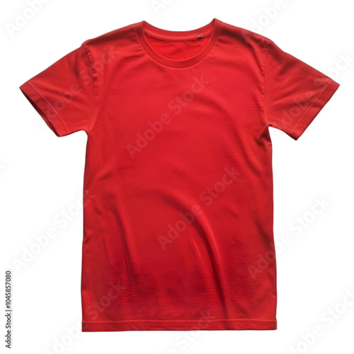 Red T-shirt isolated on a transparent background, ideal for casual wear, branding, and versatile fashion