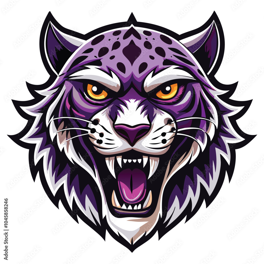 Fototapeta premium Purple Ferocious Snow Leopard Mascot Design