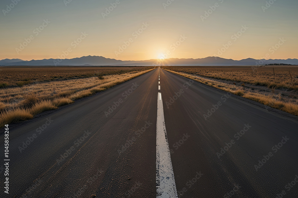 Fototapeta premium Endless Road with Forward Arrow Symbolizing Direction and Goal Setting