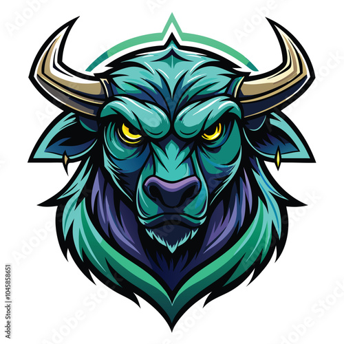 Fierce Green Bull Mascot Logo Design