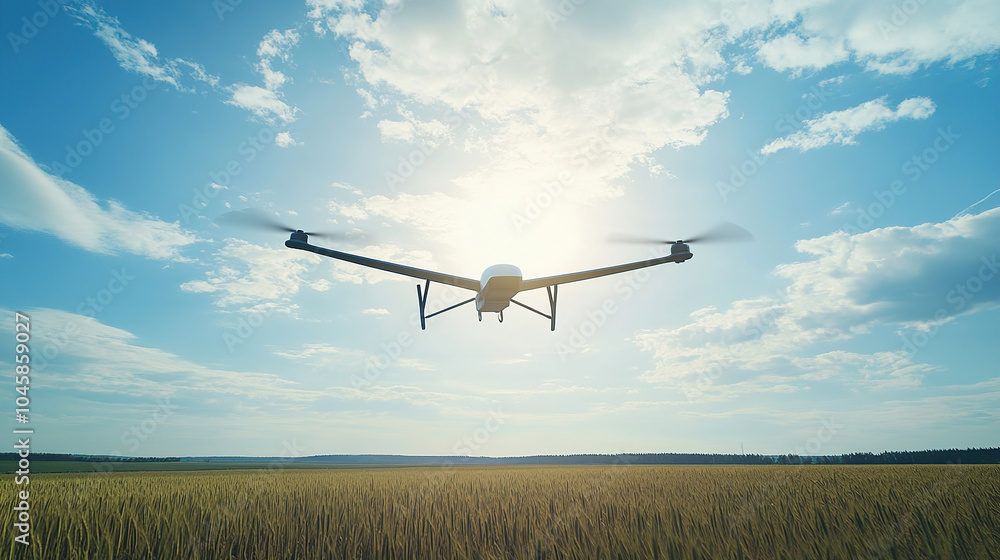 Military drone flying in the sky Military drone flying in the sky
