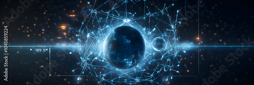 Quantum equation solving itself in real time, with animated particles, vector lines, and glowing math symbols floating in a 3D holographic interface