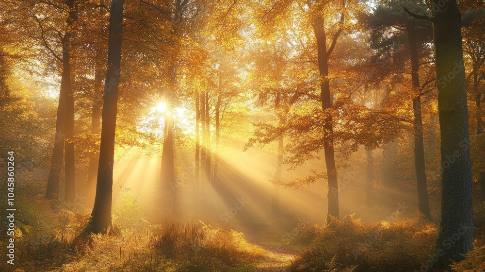 Fototapeta premium Golden Forest Sunrise