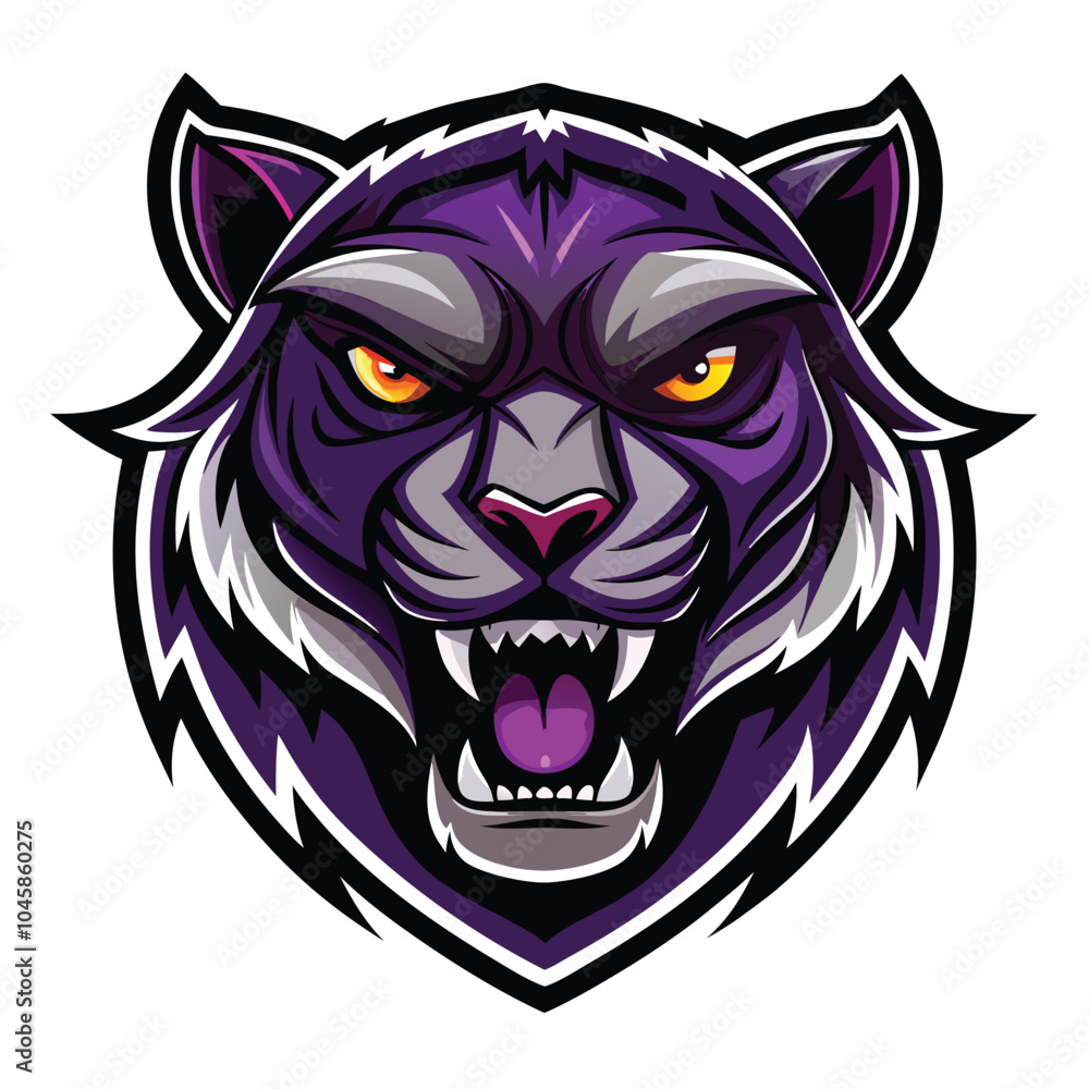 Fototapeta premium Purple Ferocious Tiger Mascot Design Illustration