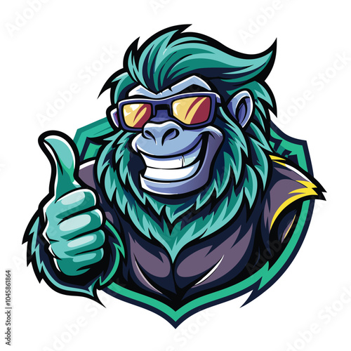 Cool Funky Blue Gorilla Mascot Design