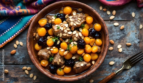 Lham Lahlou – Algerian Sweet Meat Stew with Dried Fruits and Nuts (Algerian Cuisine) photo