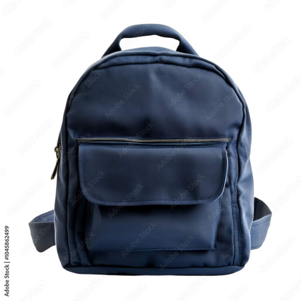 Navy blue backpack isolated on a transparent background, ideal for school, travel, and casual use Navy blue backpack isolated on a transparent background, ideal for school, travel, and casual use