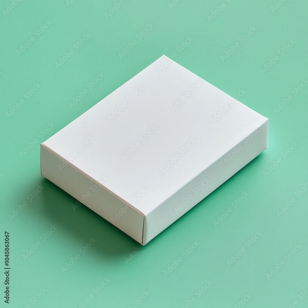 Minimalist white box on green background for product mockups Minimalist white box on green background for product mockups