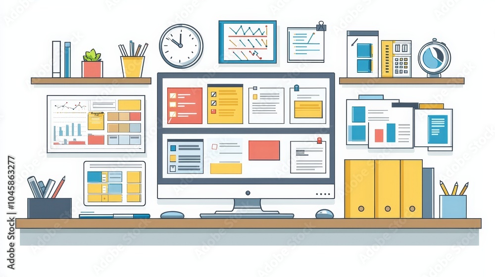 Modern Flat Design Project Management Workspace Modern Flat Design Project Management Workspace