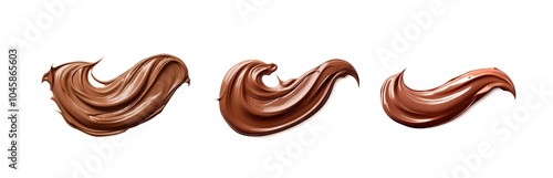 Chocolate Smear Isolated, Melted Chocolate Texture on White Background, Chocolate Sauce Pattern