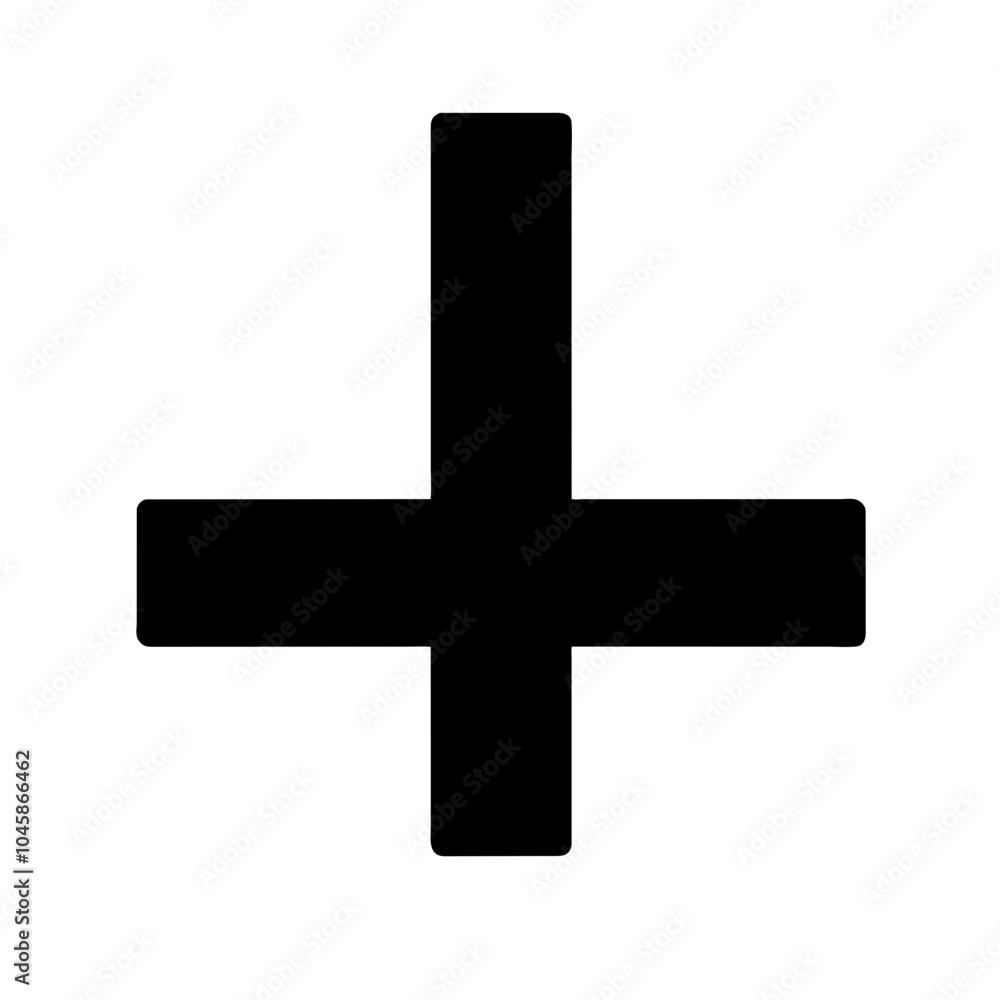 Symbol representing inverted cross icon Symbol representing inverted cross icon