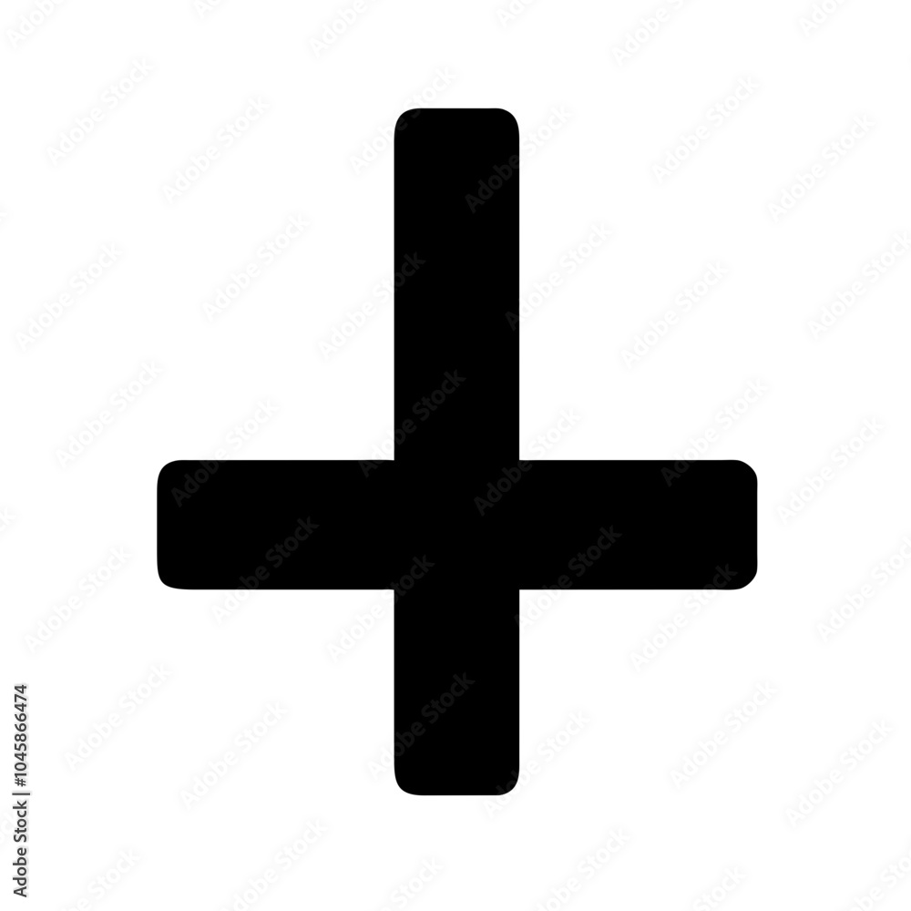 Symbol representing inverted cross icon Symbol representing inverted cross icon