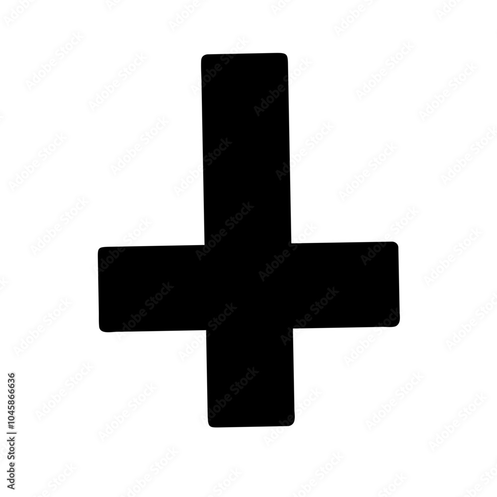Symbol representing inverted cross icon Symbol representing inverted cross icon