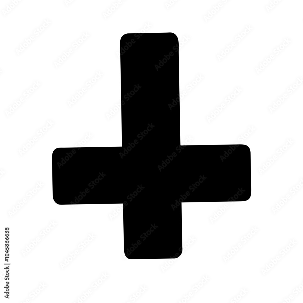 Symbol representing inverted cross icon Symbol representing inverted cross icon