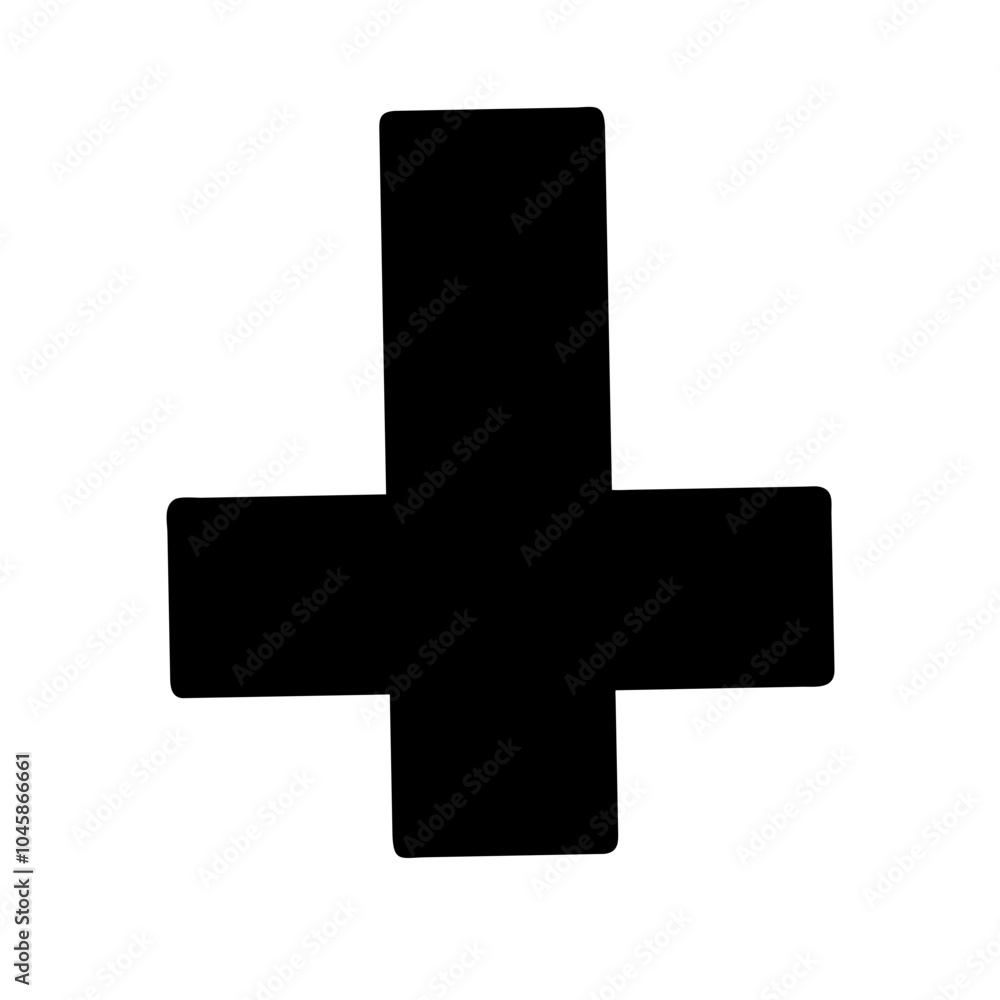 Symbol representing inverted cross icon Symbol representing inverted cross icon