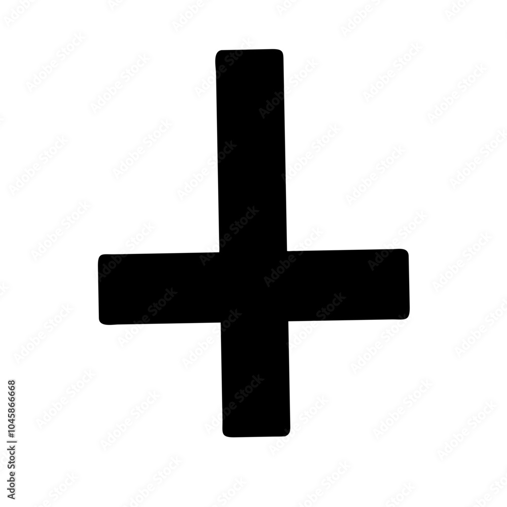 Symbol representing inverted cross icon Symbol representing inverted cross icon