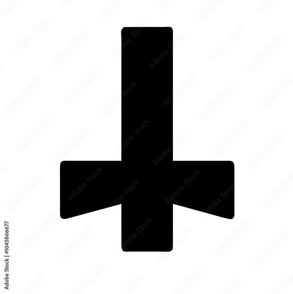 Symbol representing inverted cross icon Symbol representing inverted cross icon