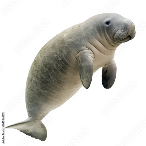Profile view of a manatee isolated on a transparent background, perfect for wildlife and marine life education