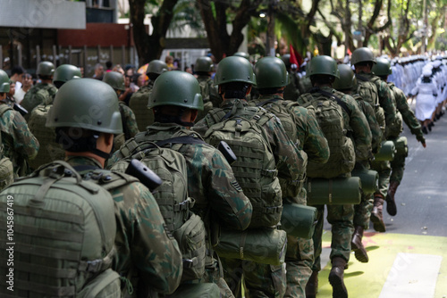 Army soldiers are seen marching in the celebration of Brazilian independence in the city of Salvador, Bahia.