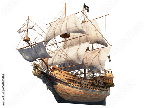 Fototapeta 3d render pirate ship
