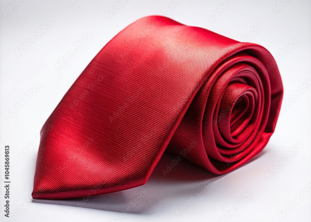 Stylish Red Necktie on White Background for Fashion and Business Themes Stylish Red Necktie on White Background for Fashion and Business Themes