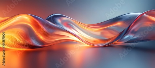 A mesmerizing abstract wave of glowing orange and blue hues, creating a sense of fluidity and motion against a subtle gradient background.