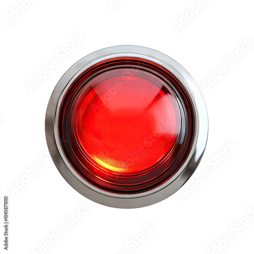 Bright red alert button, isolated on transparent cutout background photo