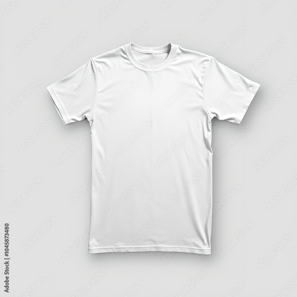 Neatly folded white t shirt on plain background with soft shadows Neatly folded white t shirt on plain background with soft shadows