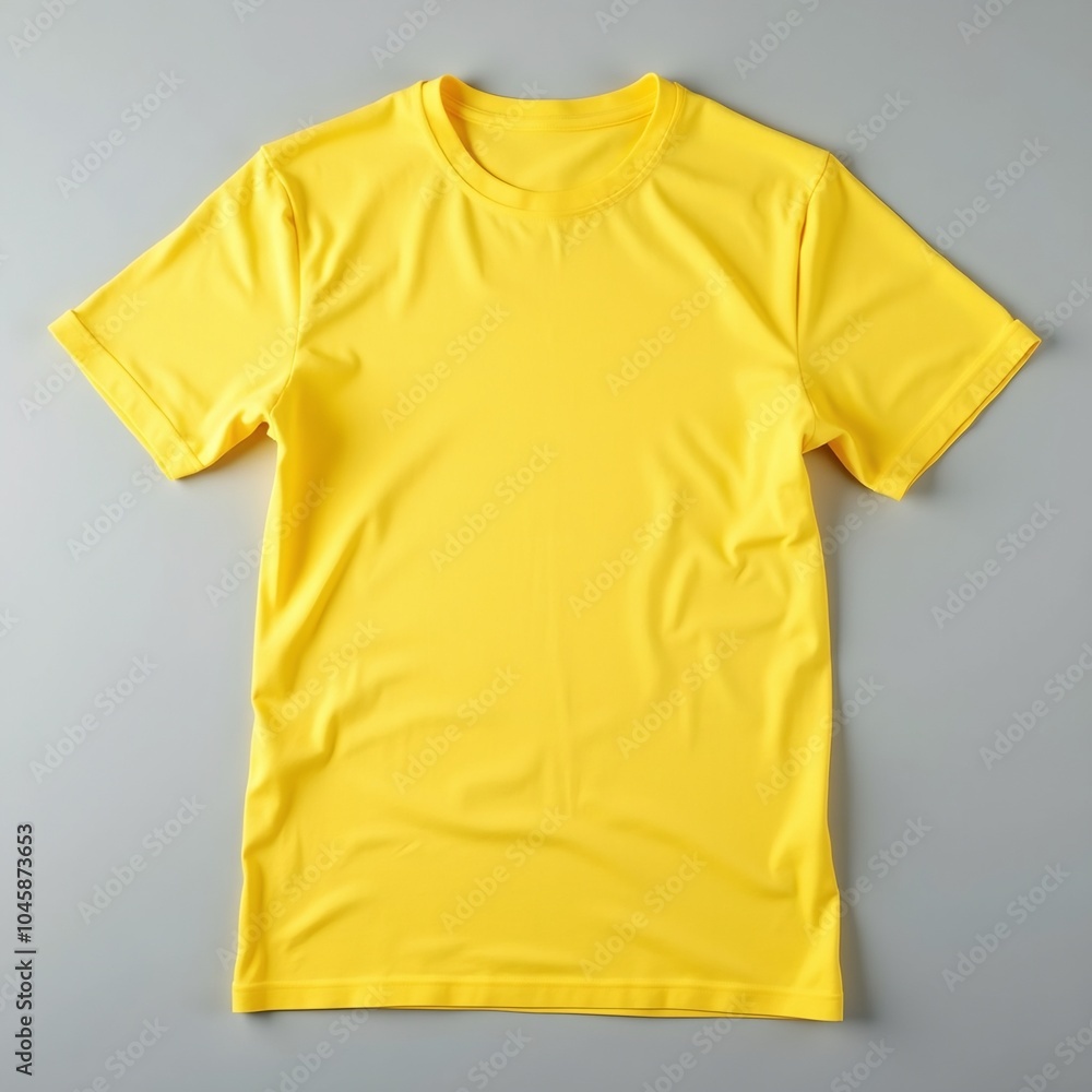 Vibrant yellow t shirt on neutral background Vibrant yellow t shirt on neutral background