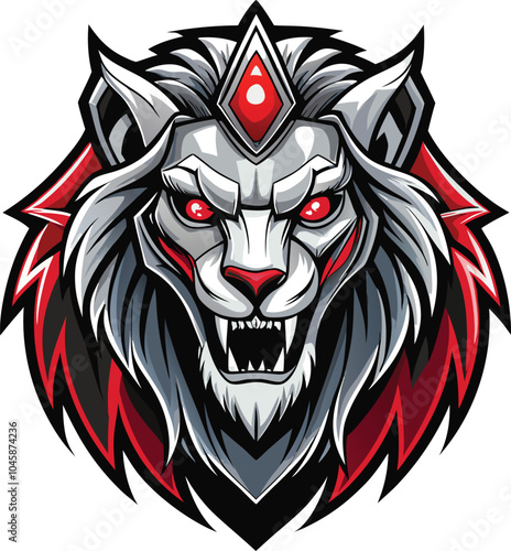 Wallpaper Mural Ferocious White Lion with Red Eyes and Crown Torontodigital.ca