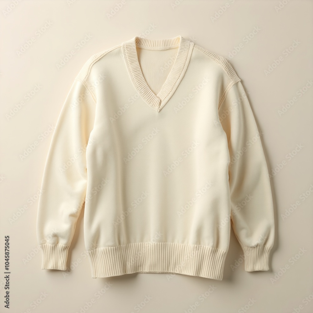 Soft cream knit sweater on neutral background Soft cream knit sweater on neutral background
