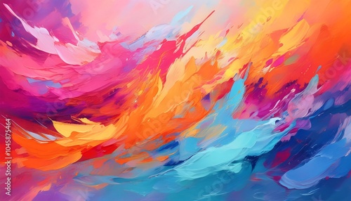 Bright summer abstract background with vibrant colors and energetic brush strokes creating a lively atmosphere. Generative AI