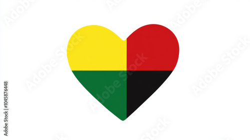 Heart of Unity: A vibrant, quartered heart symbol in red, yellow, green, and black, representing diversity, love, and togetherness. Free Download Heart of Unity: A vibrant, quartered heart symbol in red, yellow, green, and black, representing diversity, love, and togetherness. - GFXLoad