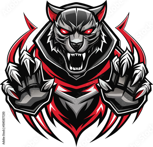 Ferocious Wolf Mascot Logo Design Illustration