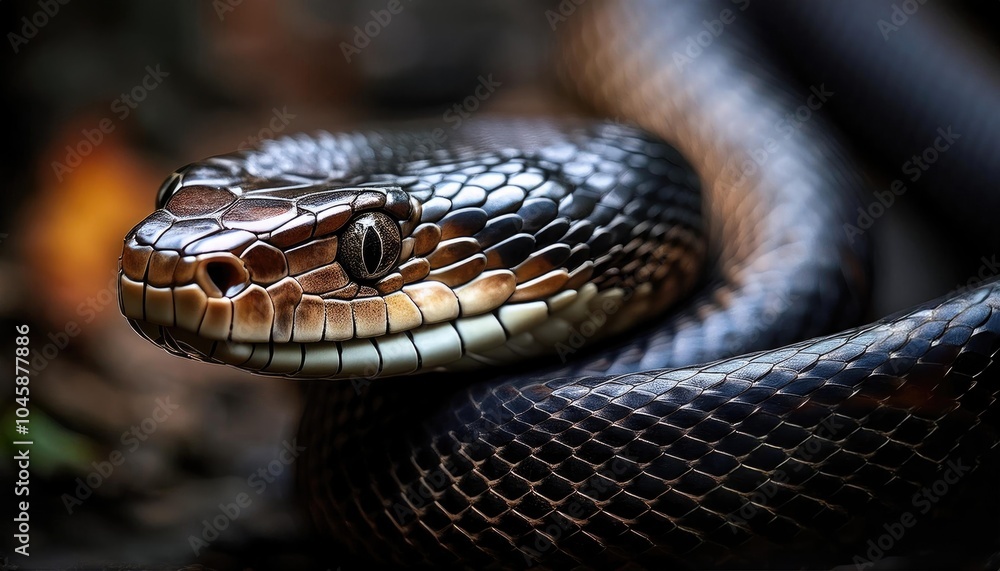 Close-up of a snake's intricate scales and head Close-up of a snake's intricate scales and head