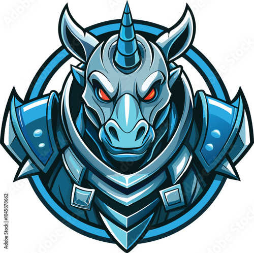 Ferocious Armored Unicorn Mascot Logo Design