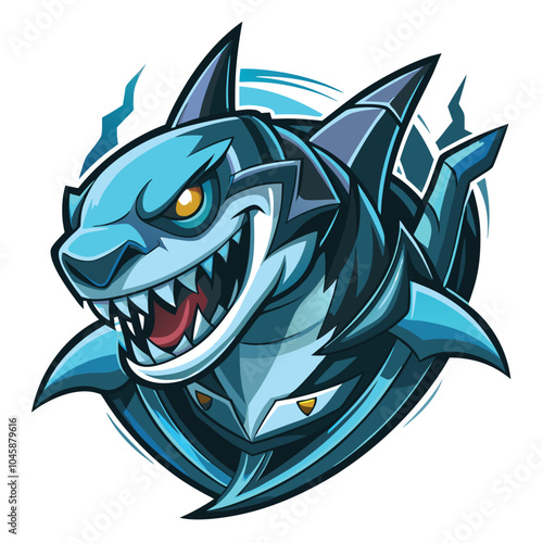 Ferocious Blue Shark Mascot Illustration