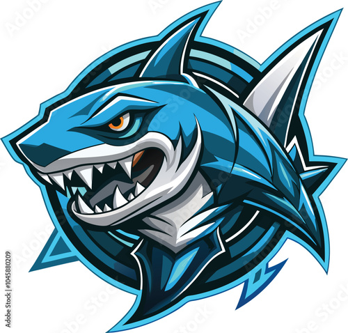 Blue Shark Mascot Logo Design Illustration