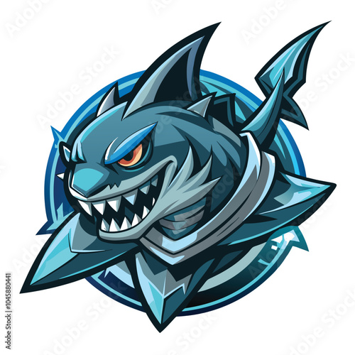 Ferocious Blue Shark Mascot Logo Design