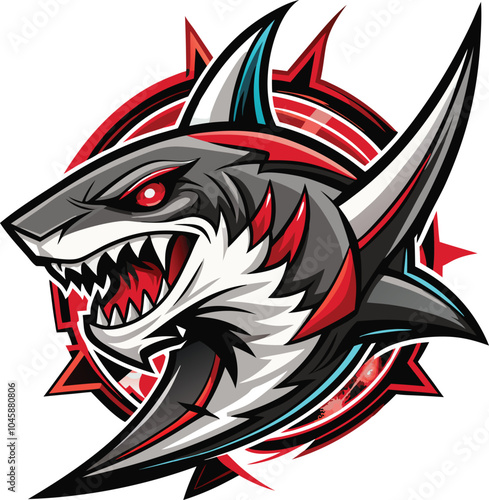 Wallpaper Mural Aggressive Shark Logo Design With Red And Black Torontodigital.ca