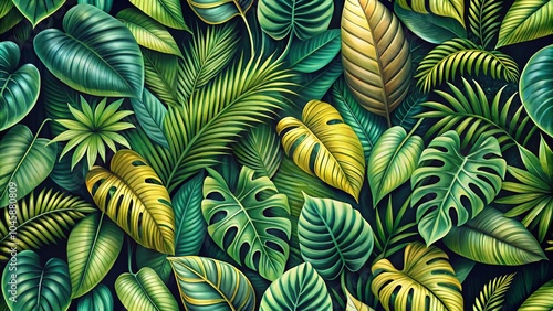 Tropical Leaves Pattern for Wallpaper and Fashion Designs, Perfect for Home Decor and Trendy Apparel