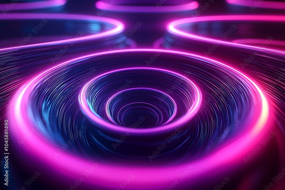A mesmerizing digital art piece featuring concentric circles illuminated in vibrant pink and blue hues, creating a dynamic sense of depth and movement. A mesmerizing digital art piece featuring concentric circles illuminated in vibrant pink and blue hues, creating a dynamic sense of depth and movement.