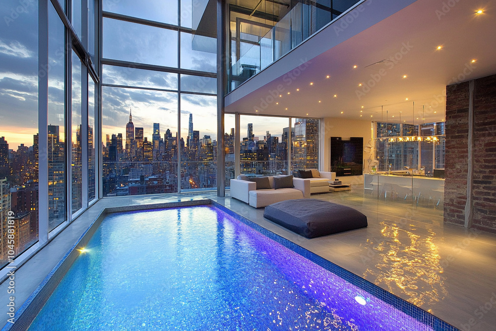 Fototapeta premium Urban Loft House with a Rooftop Pool