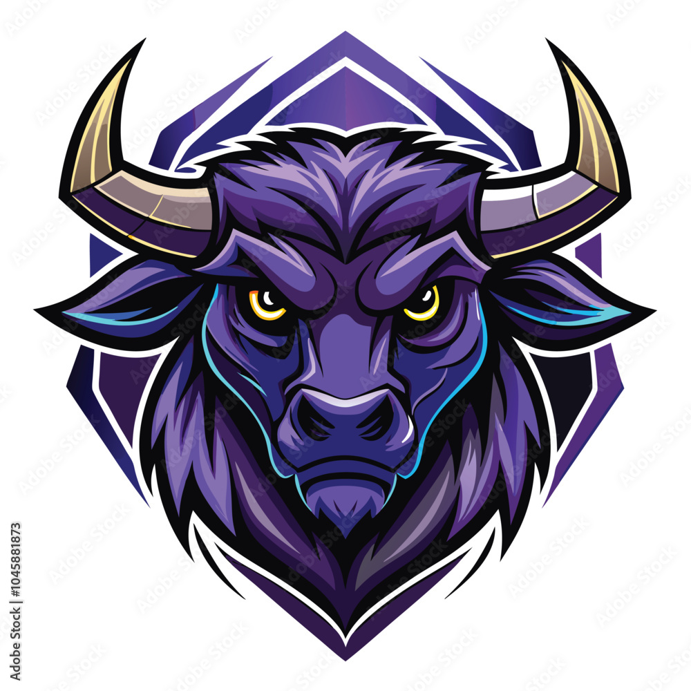 Fototapeta premium Purple Bull Mascot Logo Design Illustration